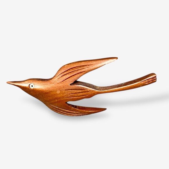 VTG MCM wooden bird pin 2.5 ins Swallow - Picture 1 of 5